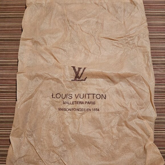 2 Coach Beige Satin & 1 Louis Vuitton Tan Cloth Tote Drawstring Dust Covers - Picture 6 of 7
